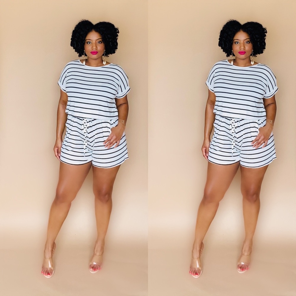 Striped Black and Ivory Romper